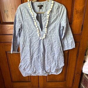 J. Crew Light Blue Tunic with White Trim